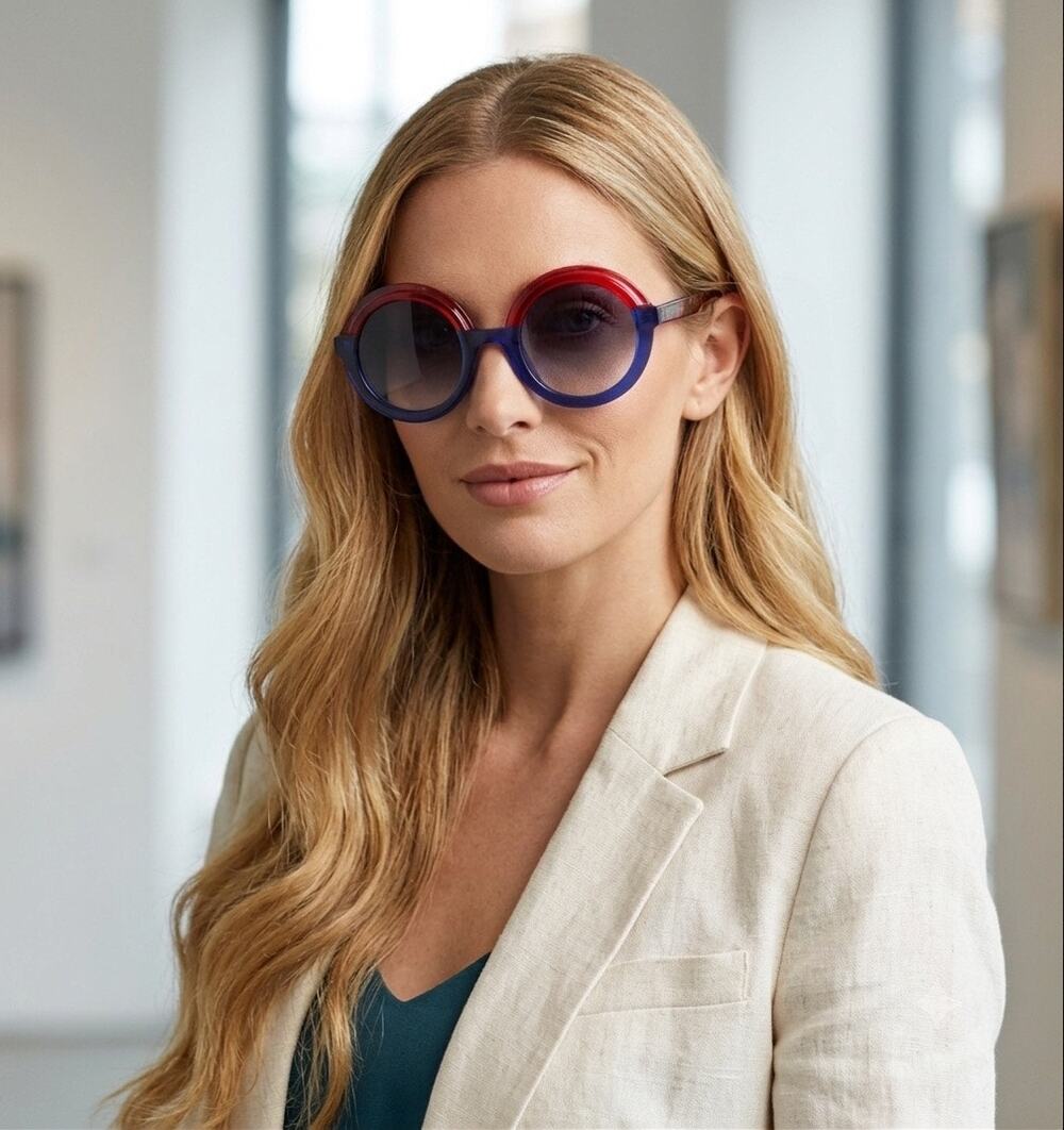 New Face A face Novva 2 2122 transparent raspberry sunglasses hand made Italy